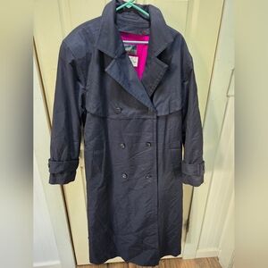Sanyo Blue Trench Coat Size 14 Vintage 100% Wool